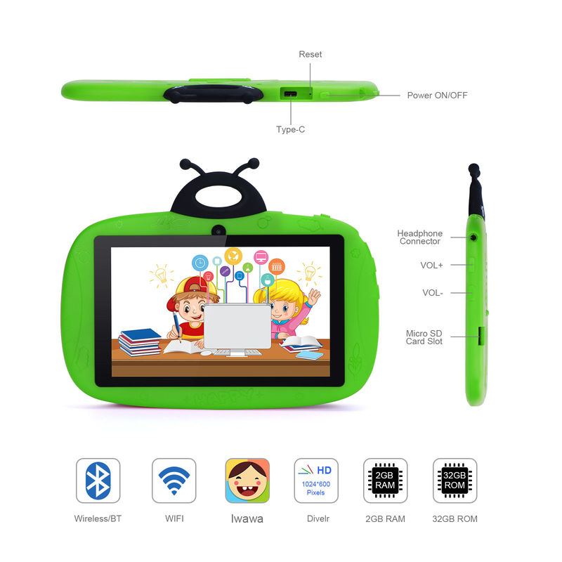 C ιδέα Δύο κάμερες WiFi 7 ιντσών Tablet PC Android Παιδιά Για Παιδιά Μάθηση 128GB με Κεφάλαιο / Παιδιά Εφαρμογή CM75 (πράσινο)