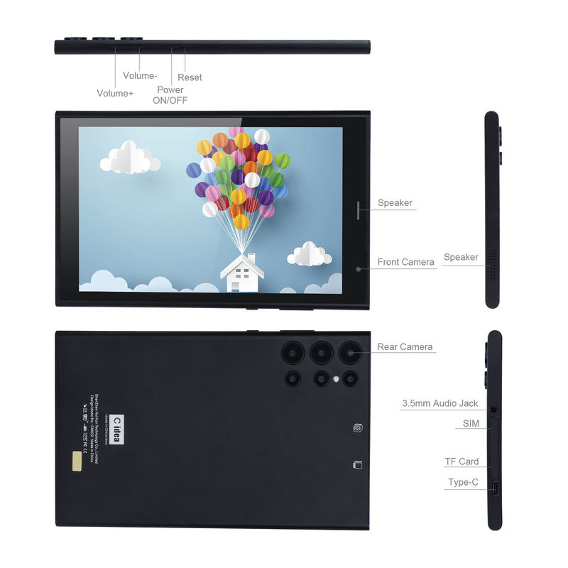 C idea 8 ιντσών Android Tablet PC 8GB RAM 512GB ROM Quad Core 800*1280 HD Ταμπλέτες με WIFI/SIM Card CM822 (Μαύρο)