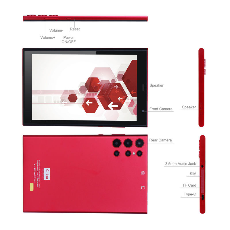 C ιδέα WiFi 8 ιντσών Tablet PC με μεγάλη διάρκεια ζωής μπαταρίας 8000mAh 512GB Αποθήκευση Διπλή κάμερα 5MP + 8MP CM822 (Κόκκινο)