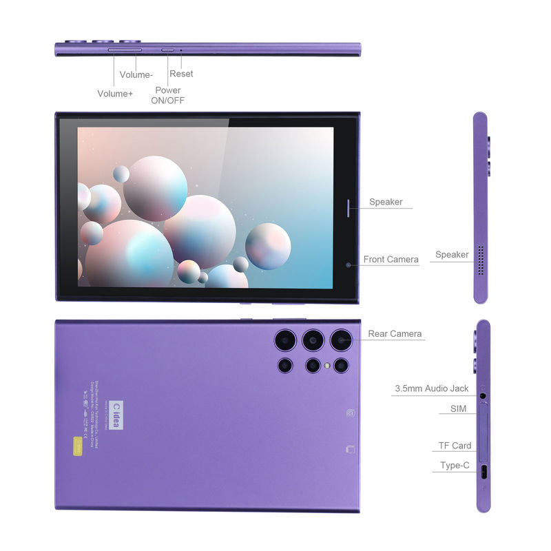 C Idea Φορητό 8 ιντσών Tablet PC με θήκη 5000mAh Ηλιακή ισχύς Διπλή κάμερα 5MP+8MP Σιμ κάρτα Πιόλε