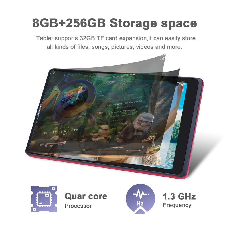 C ιδέα Android 8 ιντσών Tablet PC 256GB Μεγάλη χωρητικότητα Αποθήκευση 5MP + 8MP Κάμερες 8000mAh διάρκεια ζωής της μπαταρίας ανάγνωση CM835 Κόκκινο
