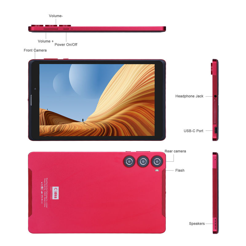 C ιδέα Android 8 ιντσών Tablet PC 256GB Μεγάλη χωρητικότητα Αποθήκευση 5MP + 8MP Κάμερες 8000mAh διάρκεια ζωής της μπαταρίας ανάγνωση CM835 Κόκκινο