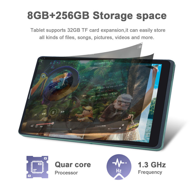 Σιμ υποστήριξη πράσινο Tablet PC 8GB RAM 256GB ROM 800x1280 IPS HD Εικονίδιο Δείκτη Tablet Με Κεφάλαιο CM835