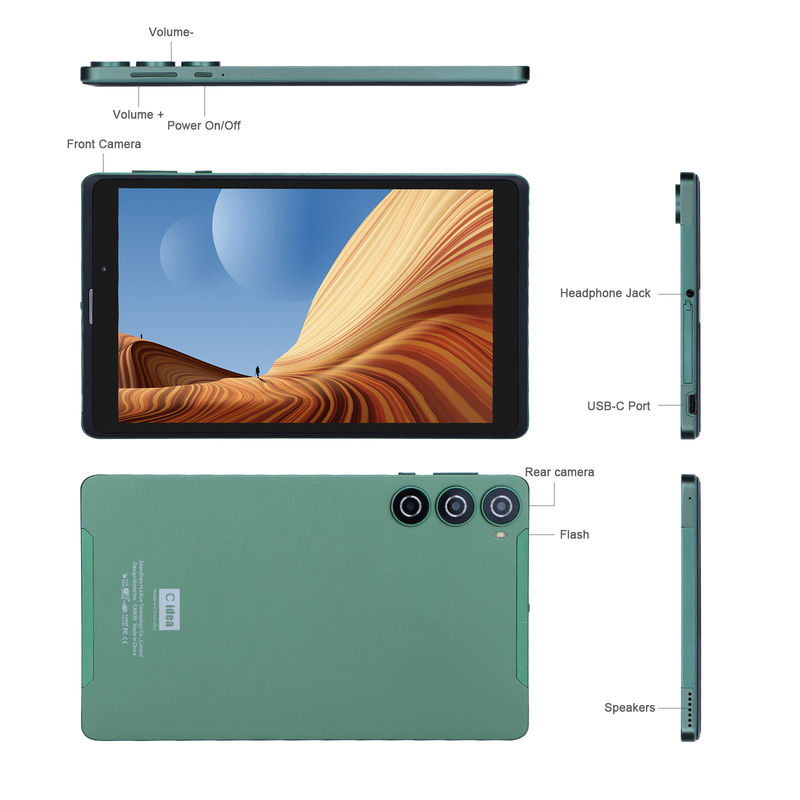 Σιμ υποστήριξη πράσινο Tablet PC 8GB RAM 256GB ROM 800x1280 IPS HD Εικονίδιο Δείκτη Tablet Με Κεφάλαιο CM835
