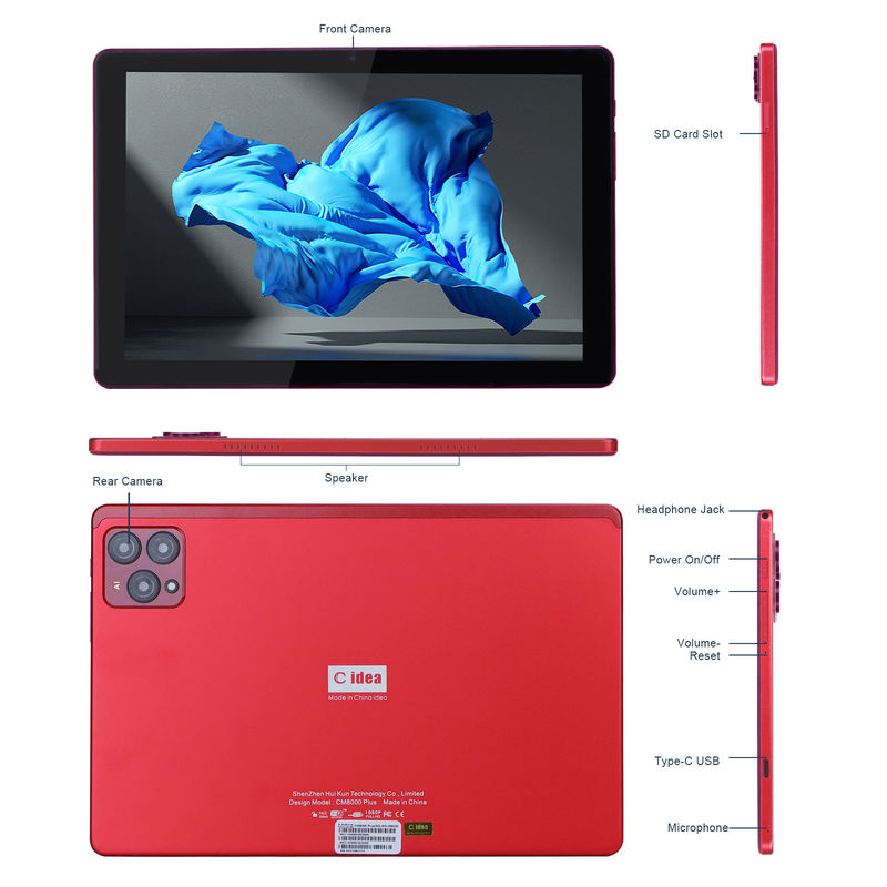 C Idea 10 ιντσών Android 12 Tablet 8GB RAM 256GB ROM Μοντέλο CM8000PLUS Κόκκινο