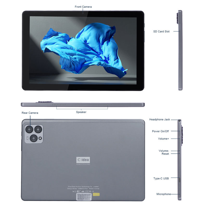 C Idea 10 ιντσών Android 12 Tablet 8GB RAM 256GB ROM μοντέλο CM8000PLUS Γκρίζο