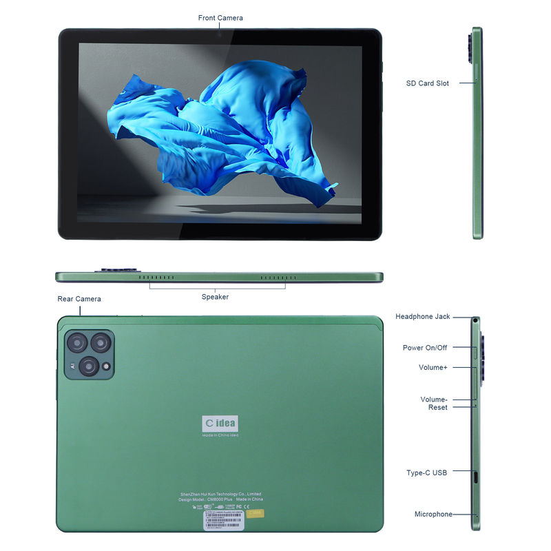 C Idea 10 ιντσών Android 12 Tablet 8GB RAM 256GB ROM Μοντέλο CM8000PLUS Πράσινο