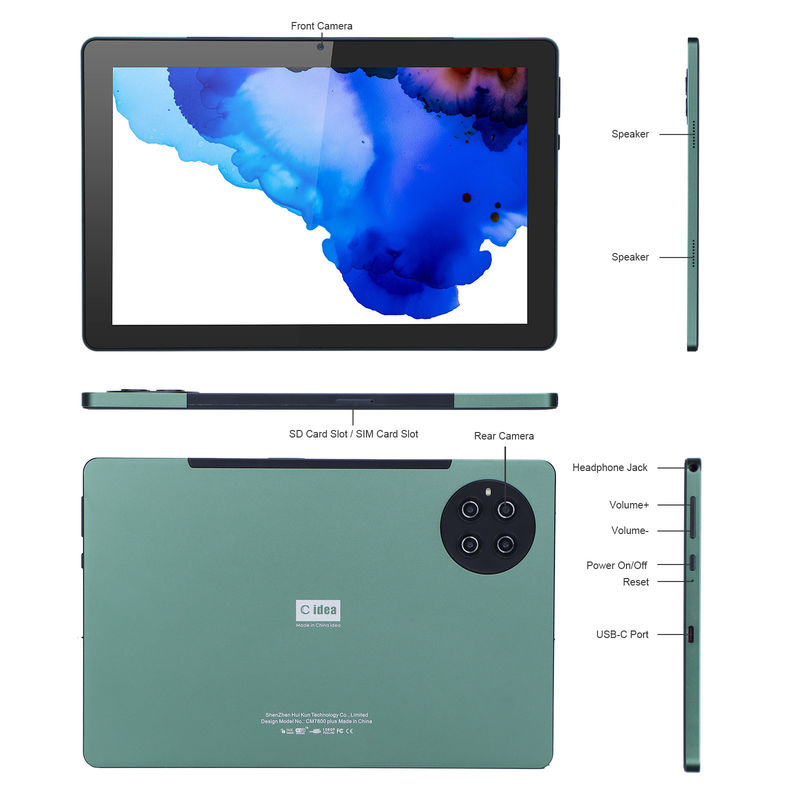 C Idea 9,7 ιντσών Android 12 Tablet 8GB RAM 512GB ROM Μοντέλο CM7800 Πράσινο