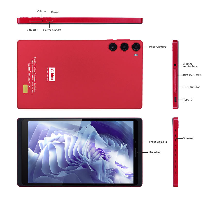 C Idea 7 ιντσών Tablet 6GB RAM 128GB ROM με SIM Android Tablet PC για φοιτητές CM525 Κόκκινο