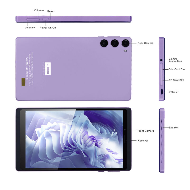 C ιδέα 7 ιντσών 6+128GB 6000mAh Android Tablet PC με SIM για φοιτητές CM525 Purple