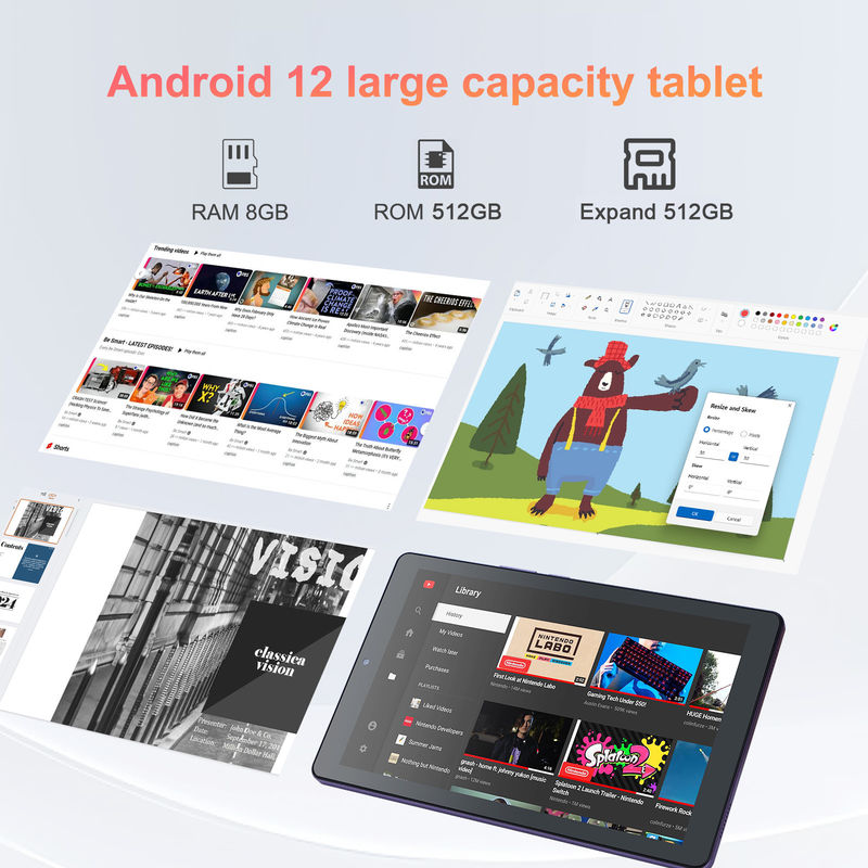 C Idea 9 ιντσών Android 12 Tablet 8GB RAM 512GB ROM 5MP+8MP Δύο κάμερες WIFI Tablet με SIM CM915 (Πορφυρό)