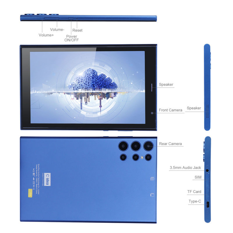 C idea 8 ιντσών Android Tablet PC 8GB RAM 512GB ROM Quad Core 800*1280 HD Ταμπλέτες με WIFI/SIM Card CM822 (Μπλε)
