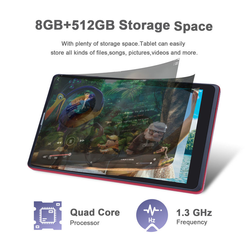 C idea 8 ιντσών Android Tablet PC κατασκευαστής με Android 12 Quad Core 8GB + 512GB Αποθήκευση IPS HD οθόνη CM835 ((κόκκινο)