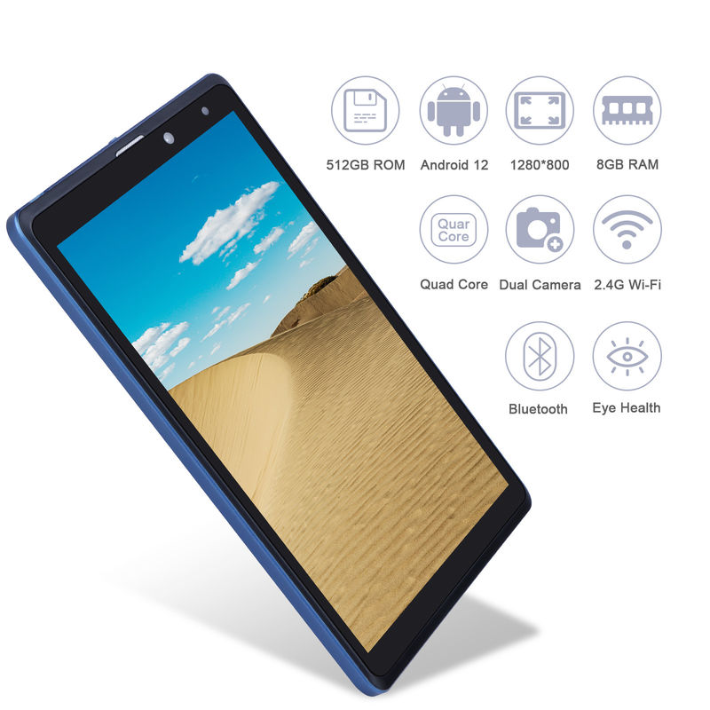 C idea 8 ιντσών Android Tablet PC κατασκευαστής με Android 12 Quad Core 8GB + 512GB Αποθήκευση IPS HD οθόνη CM835 ((μπλε)