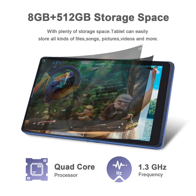 C idea 8 ιντσών Android Tablet PC κατασκευαστής με Android 12 Quad Core 8GB + 512GB Αποθήκευση IPS HD οθόνη CM835 ((μπλε)