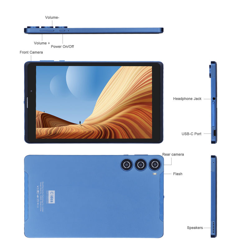 C idea 8 ιντσών Android Tablet PC κατασκευαστής με Android 12 Quad Core 8GB + 512GB Αποθήκευση IPS HD οθόνη CM835 ((μπλε)