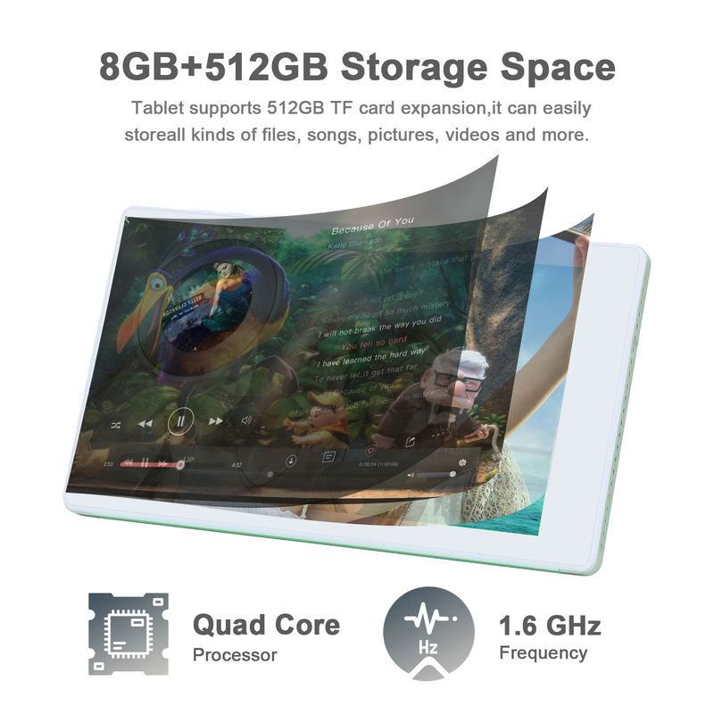 C ιδέα 7 ιντσών Android Smart Tablets 8+512GB Quad Core WiFi Tablet HD Εικονική οθόνη CM513 ((πράσινο)