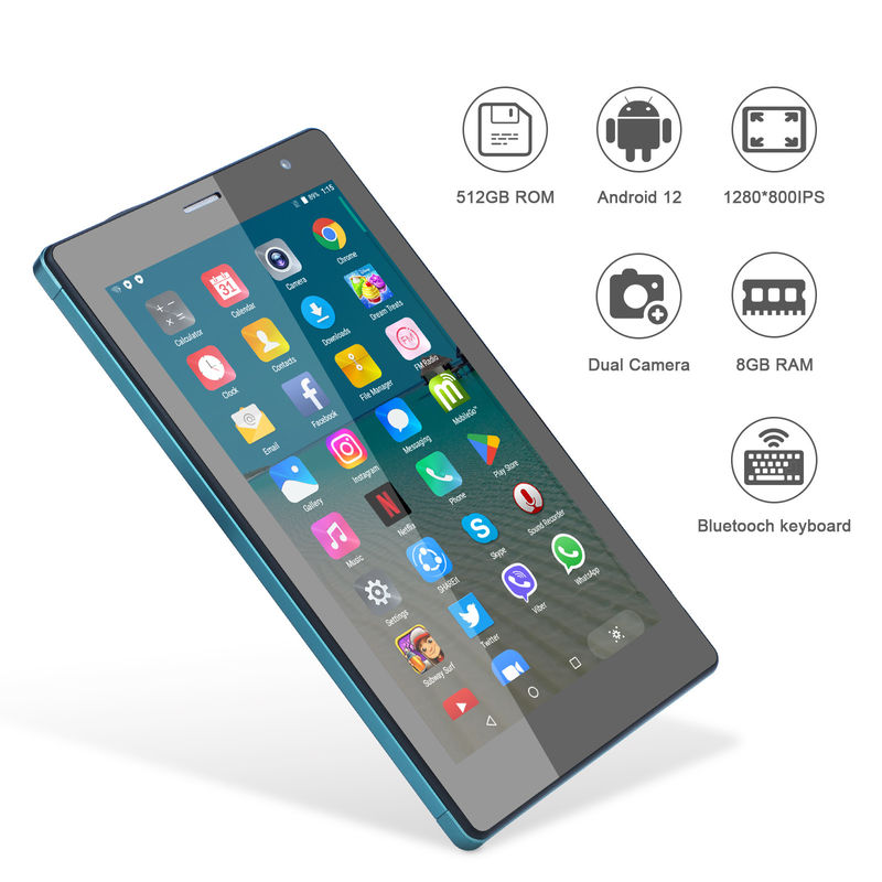C ιδέα 7 ιντσών Android Smart Tablets 8+512GB Quad Core WiFi Tablet HD Εικονική οθόνη CM513 ((Μπλε)