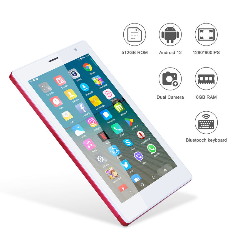 C ιδέα 7 ιντσών Android Smart Tablets 8+512GB Quad Core WiFi Tablet HD Εικονική οθόνη CM513 ((Κόκκινο)