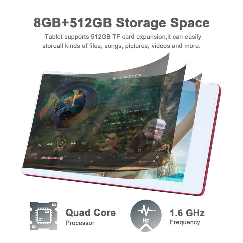 C ιδέα 7 ιντσών Android Smart Tablets 8+512GB Quad Core WiFi Tablet HD Εικονική οθόνη CM513 ((Κόκκινο)