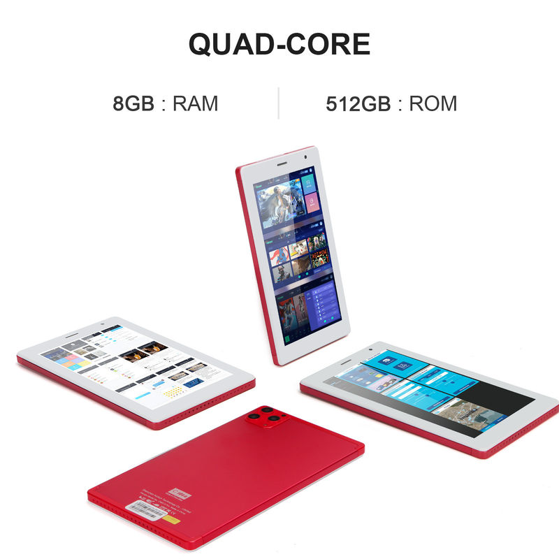 C ιδέα 7 ιντσών Tablet PC 8GB RAM 512GB ROM Quad Core Processor Διπλή κάμερα WiFi / BT για εφήβους με θήκη CM513 (κόκκινο)