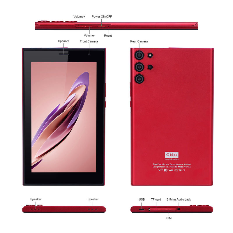 C ιδέα Android 7 ιντσών Tablet PC με 6 RAM+128 ROM Αποθήκευση 6000mAh Βιαστική διάρκεια για παιδιά και ενήλικες CM522 Κόκκινο