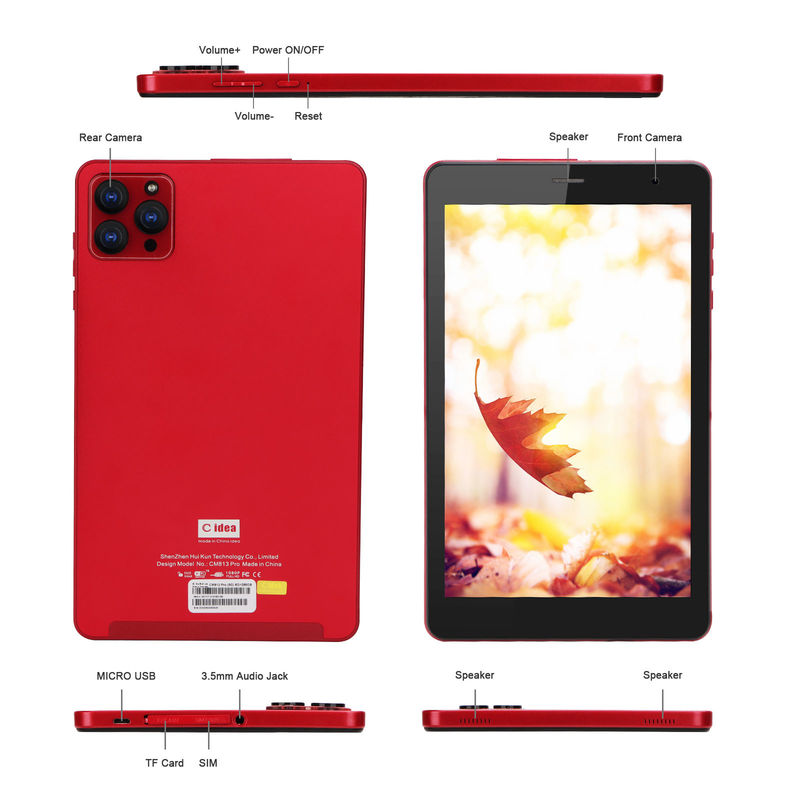 C Idea 8 ιντσών Android 12 Tablet 6GB RAM 512GB ROM 8000mAh μπαταρία 5+8MP κάμερα CM813 PRO-red