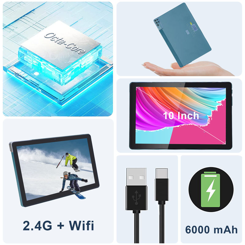 C Idea 256ROM 10 ιντσών Tablet PC Διπλή κάμερα 5MP + 8MP Quad Core με πληκτρολόγια Κουτί CM7000 Μπλε