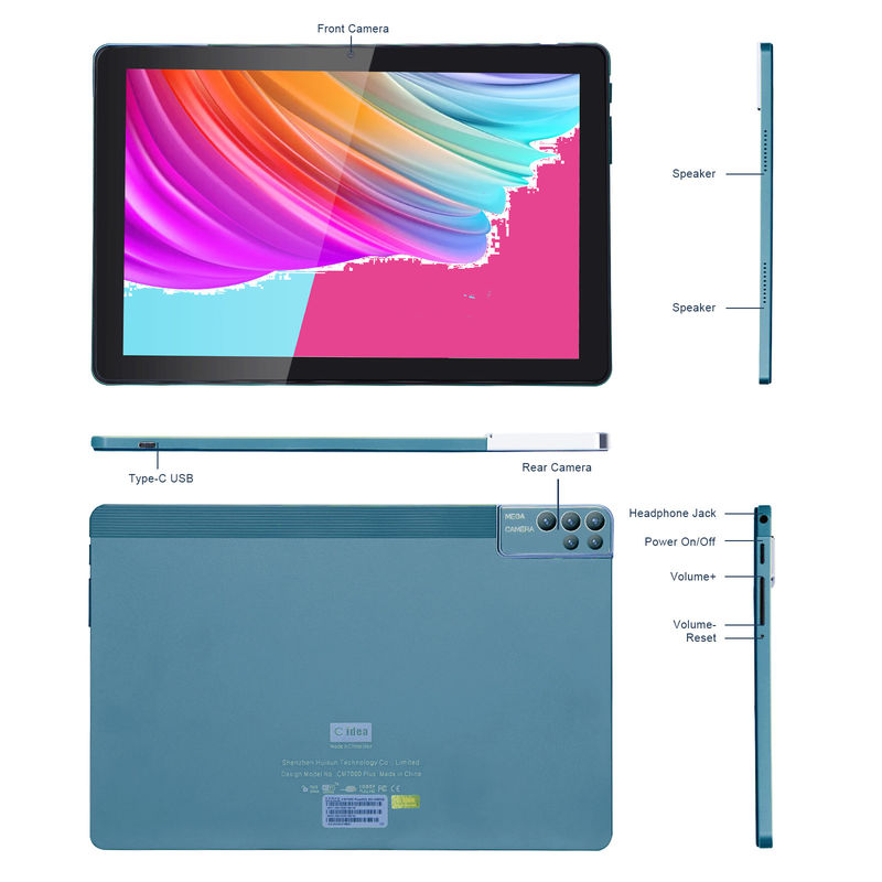 C Idea 256ROM 10 ιντσών Tablet PC Διπλή κάμερα 5MP + 8MP Quad Core με πληκτρολόγια Κουτί CM7000 Μπλε