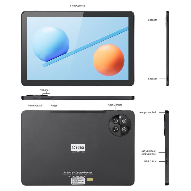 C Idea 512GB Αποθήκευση 5G WiFi Εικονική οθόνη 10.1 ιντσών Tablet με SIM για το σχολείο CM8800plus
