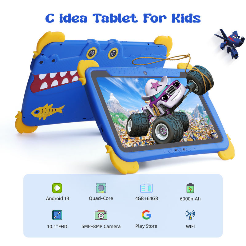 C idea Kids Tab 10,1 ιντσών Android 13 Tablet για παιδιά 4GB RAM 64GB ROM Προστασία ματιών Πατητή οθόνη για παιδιά 3-8 ετών
