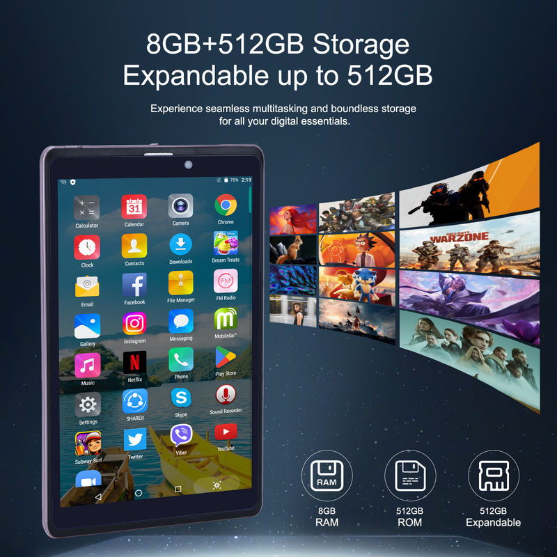 C Idea 8 ιντσών Android 12 Tablet 8000mAh μπαταρία 5+8MP κάμερα 8GB RAM 512GB ROM για εκπαίδευση μάθηση CM818-ροζ