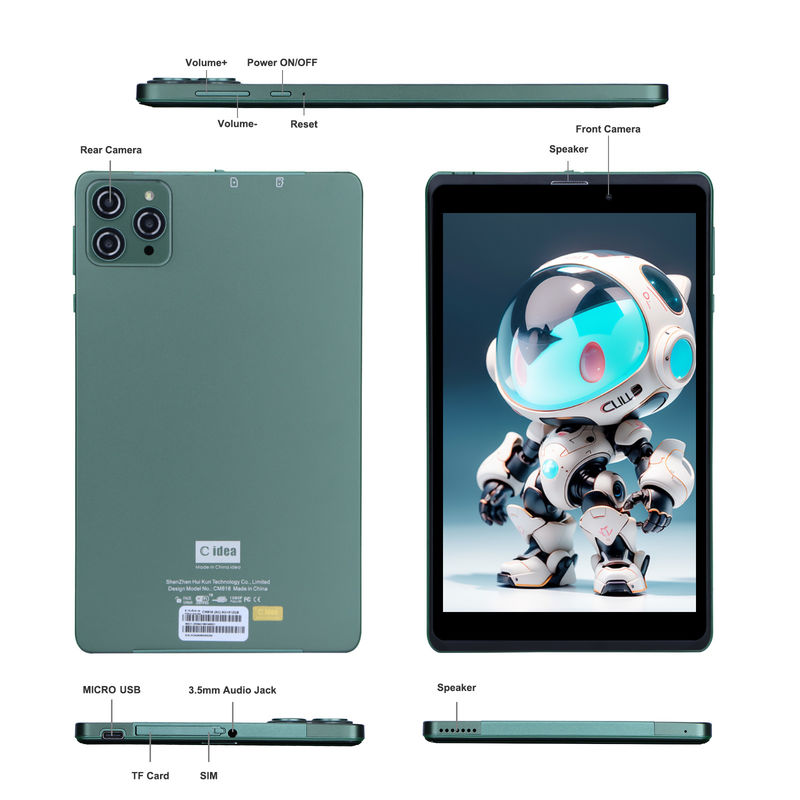 C idea Φορητό 8 ιντσών Android Tablet PC με Android 12 Quad Core CPU 8GB RAM 512GB Αποθήκευση IPS HD οθόνη CM818-Πράσινο