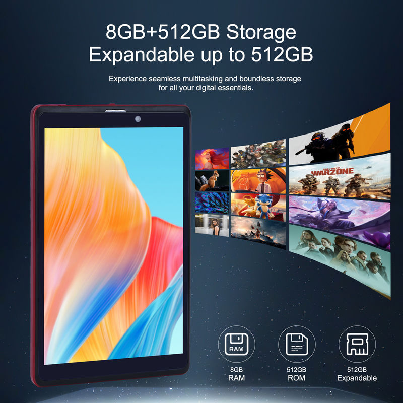C Idea 8 ιντσών Android 12 Tablet 8GB RAM 512GB ROM 8000mAh μπαταρία 5+8MP Κάμερα για εφήβους με υποστήριξη SIM CM818-red
