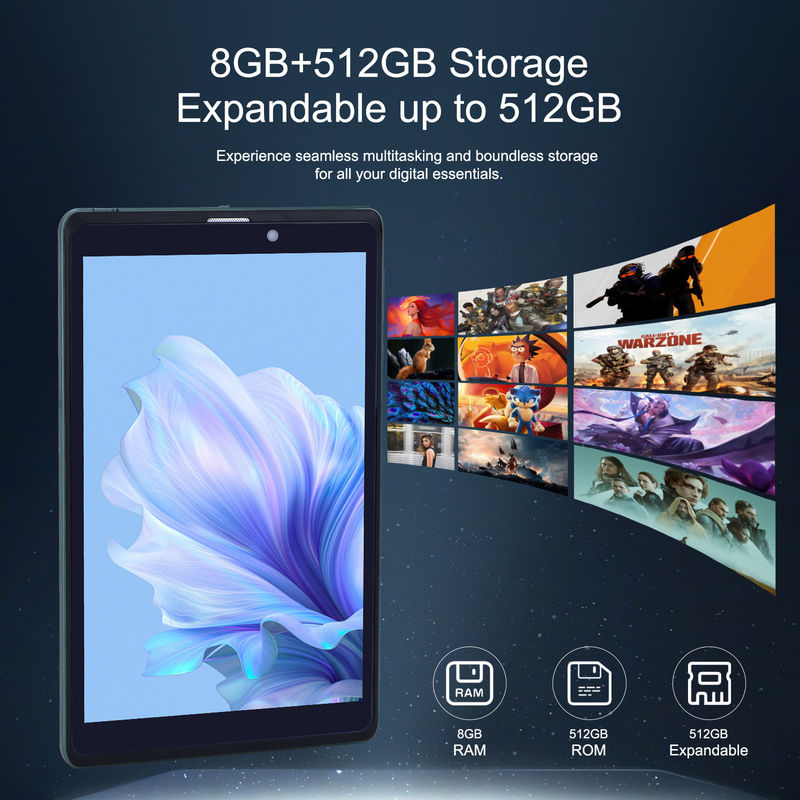 C ιδέα 8 ιντσών Android Tablet PC με Android 12 λειτουργικό σύστημα Quad Core CPU 8GB RAM 512GB Αποθήκευση IPS HD οθόνη CM818-Green