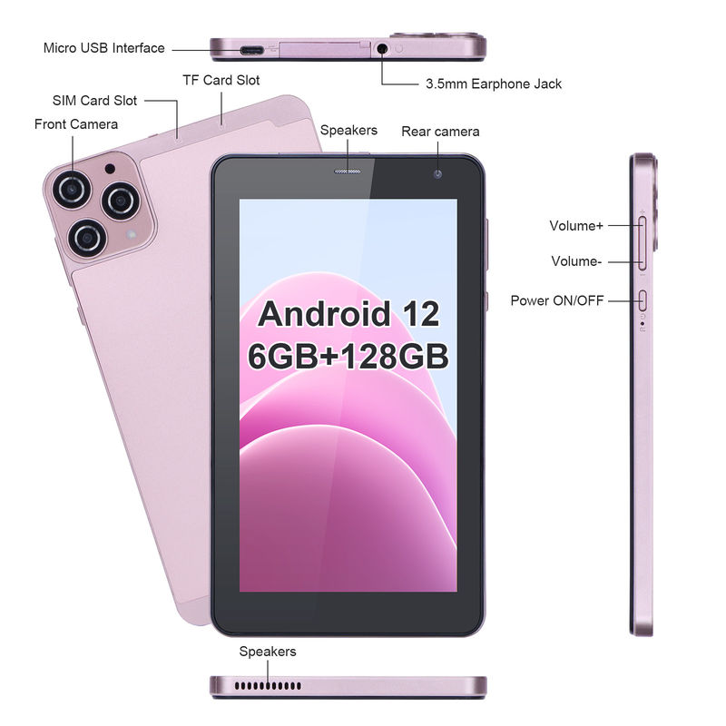 C ιδέα 7 ιντσών Android Smart Tablets 6+128GB Quad Core WiFi Tablet HD Εικόνα αφής για εφήβους CM515 ((Ροζ)