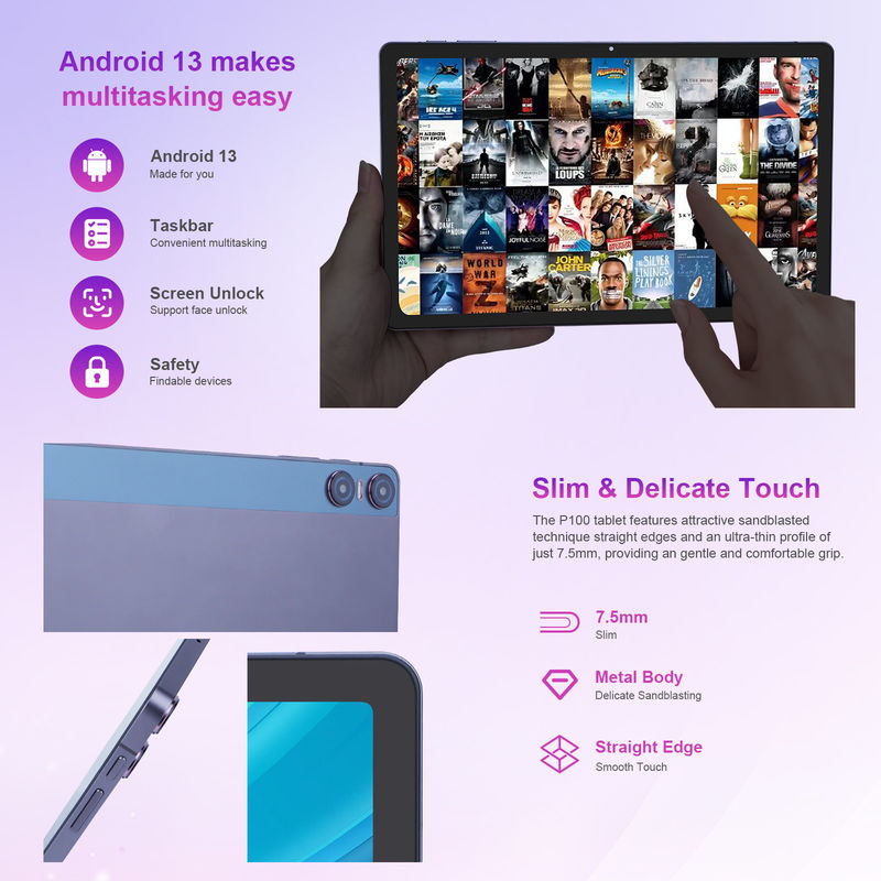 C ιδέα Android 13 Διπλή κάμερα 5MP + 13MP Με 1200 * 2000 2K οθόνη 11 ιντσών Tablet PC P100