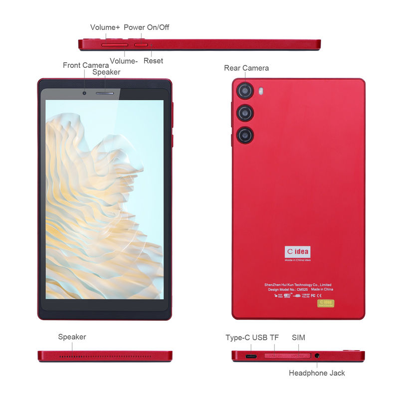 C Idea 7 ιντσών Tablet 512GB με SIM Android Tablet PC για μαθητές CM525 Κόκκινο