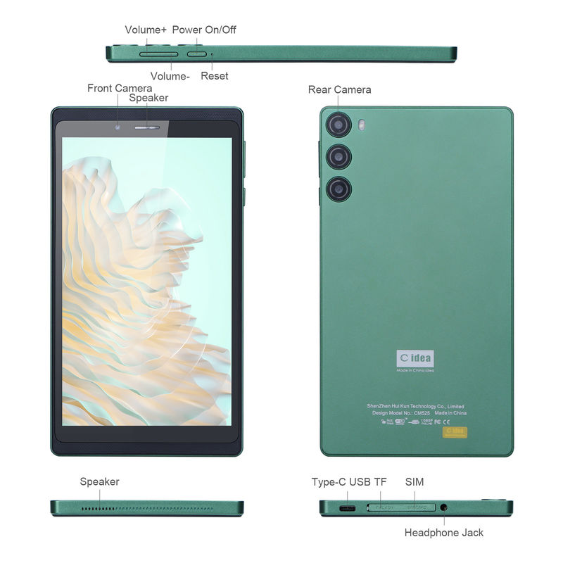 C Idea 7 ιντσών 6GB+128GB IPS οθόνη 5MP+8MP Android Tablet PC CM525 Πράσινο