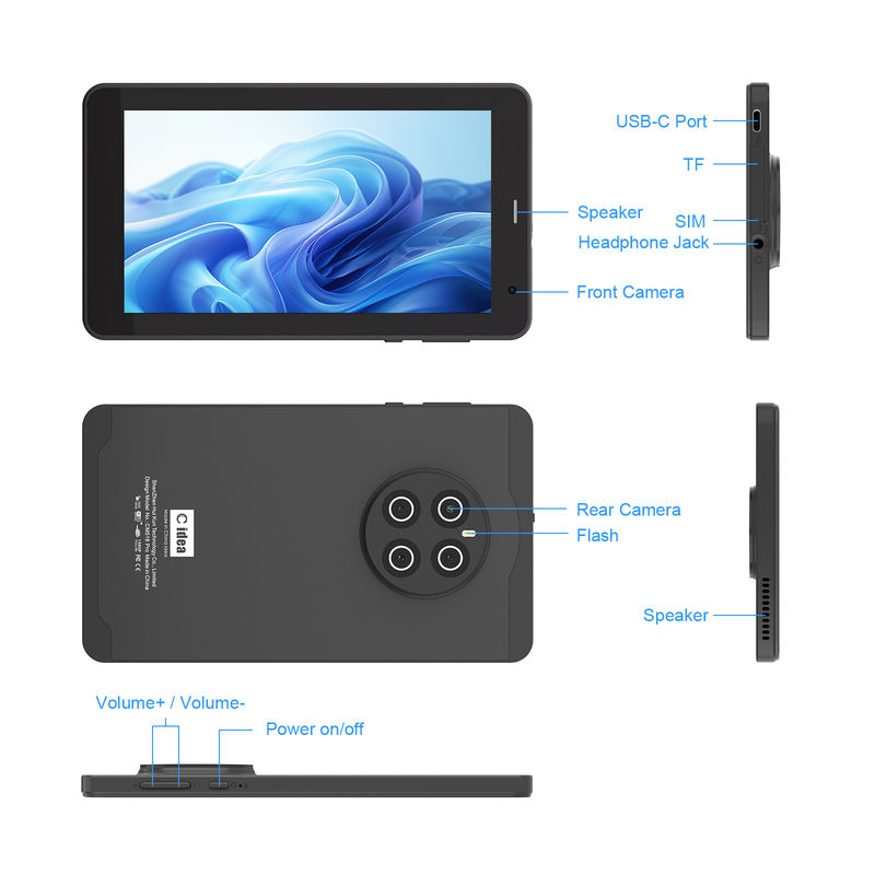 C Idea Android 13 Tablet 512GB με SIM 7 ιντσών Tablet PC για φοιτητές CM518 Pro Μαύρο