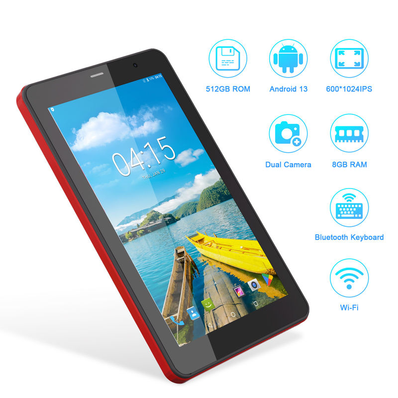 C Idea Android 13 Ταμπλέτες με SIM Wifi 7 ιντσών Ταμπλέτα με οθόνη αφής για φοιτητές CM518 Pro Red