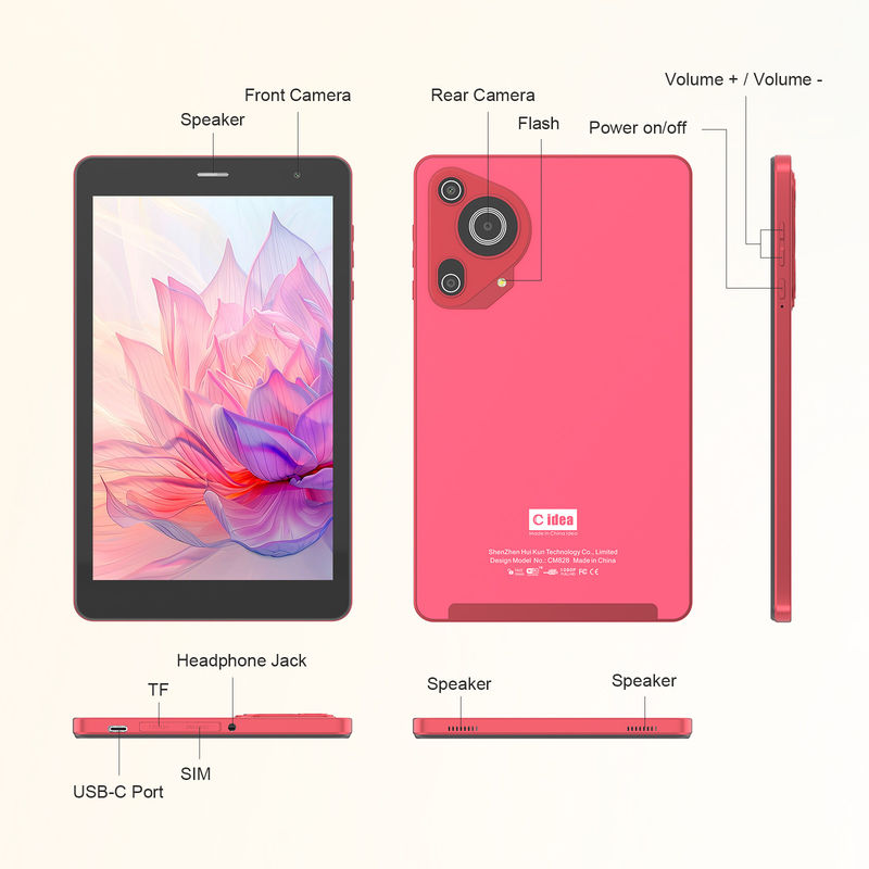 C Idea 5g Android Tablet 8+512gb 8 ιντσών Tablet για φοιτητές με Sim και Wifi Cm828 Κόκκινο