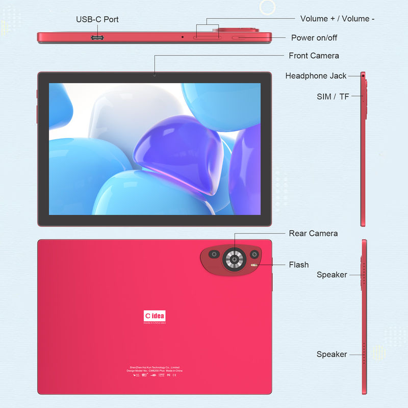 C Idea 10,1 ιντσών Android 14 Smart Tablet PC με υποστήριξη Sim για εφήβους CM8200Plus κόκκινο