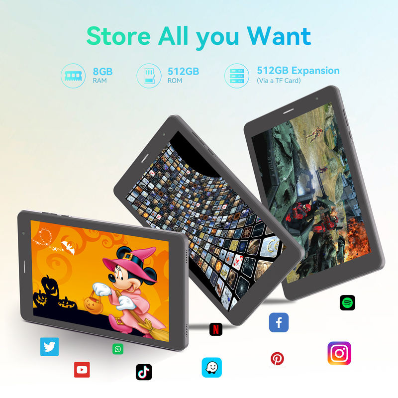 C Idea ODM 8 ιντσών 8+512gb 8000mah 5+8MP Διπλή κάμερα Android Tablet PC με Sim Για φοιτητές CM828 Μαύρο