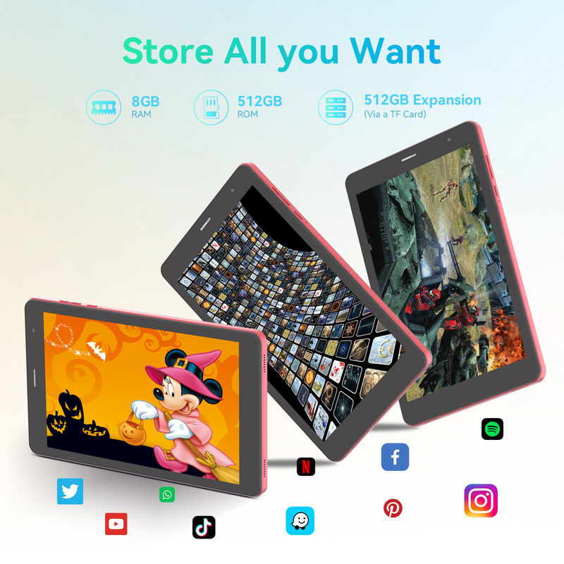 C Idea Factory 8 ιντσών 800*1280hd IPS Εικονική οθόνη 8+512gb 8000mah Διπλή κάμερα Android Tablet PC με Sim Για φοιτητές CM828 Κόκκινο