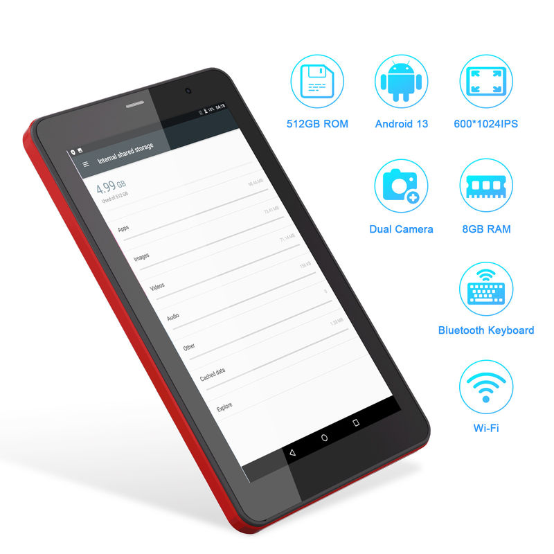 C Idea 7 ιντσών Android 13 Tablet, διπλές κάμερες, υποστήριξη Sim, ταμπλέτες αφής για φοιτητές CM518pro Red