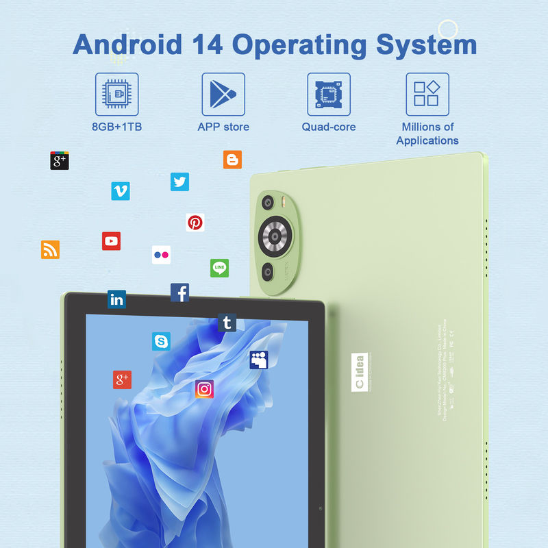 C Idea WIFI Android 14 Ταμπλέτες αφής με πληκτρολόγιο και ποντίκι CM8200plus Green