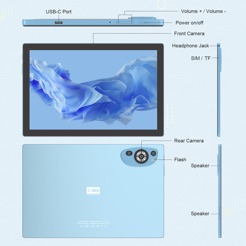 C Idea Android 14 Εικονική οθόνη 10.1 ιντσών Ταμπλέτες με Pen CM8200plus Μπλε