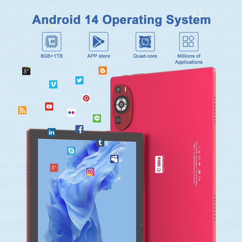 C Idea 10,1 ιντσών Android 14 Smart Tablet PC με διπλή κάρτα SIM και Pen CM8200Plus κόκκινο