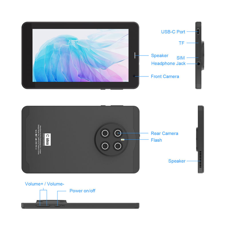 C Idea Android 13 Tablet 512GB Με SIM 7 ιντσών Tablet PC CM518 Pro Μαύρο